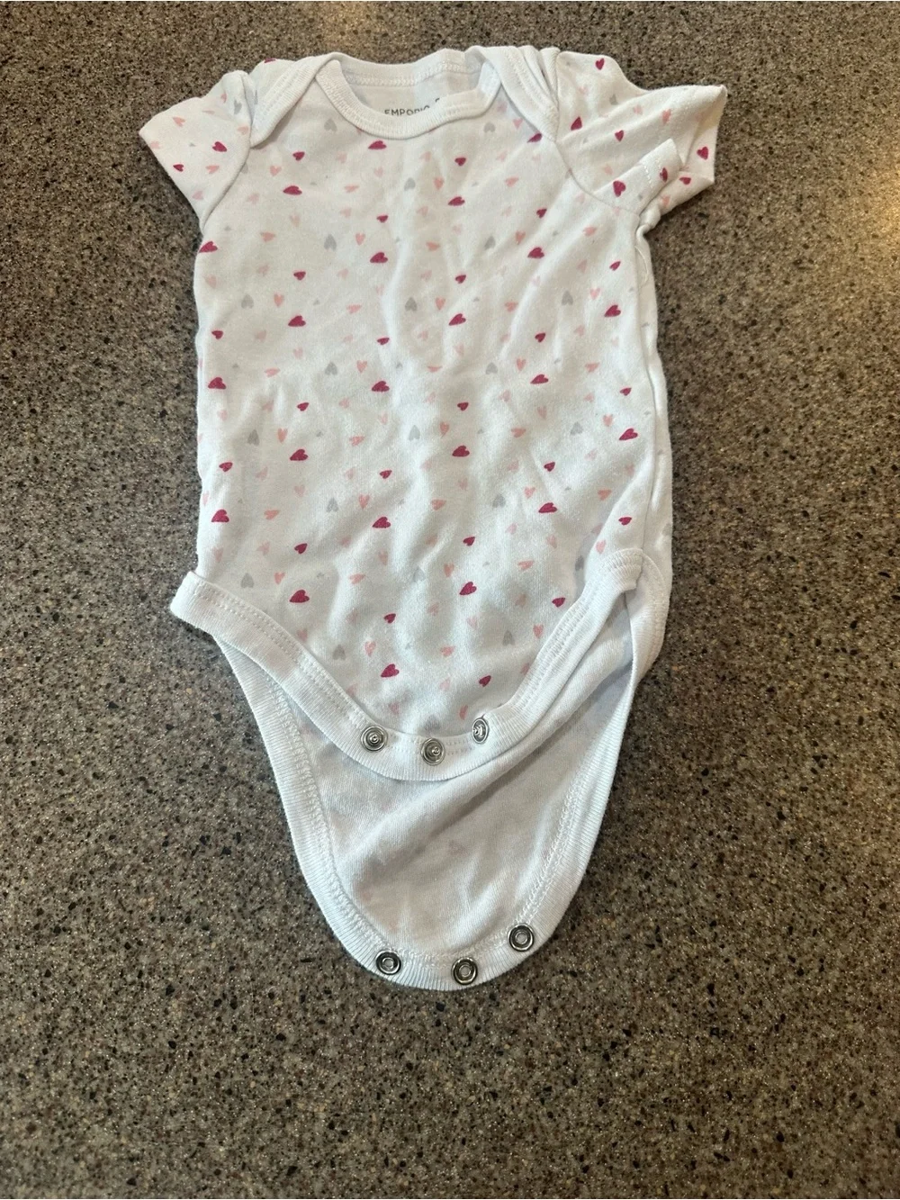White Baby One-Piece Bodysuit with Pink Heart Print